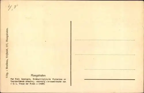 Ak Hoogstraten Hoogstraeten Flandern Antwerpen, Seminar, ehem. Klarissenkloster