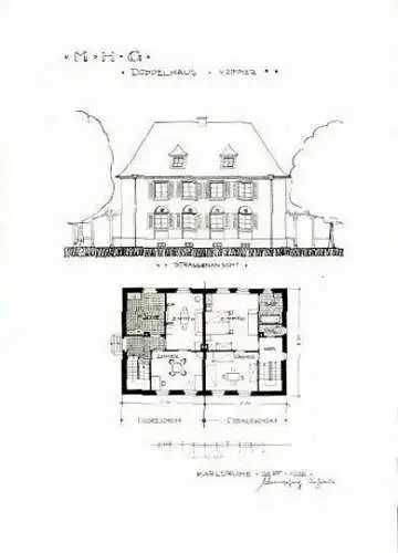 26 Ansichten Hardtwald Siedlung Karlsruhe, Mieter und Handwerker Baugenossenschaft 1920 bis 1926