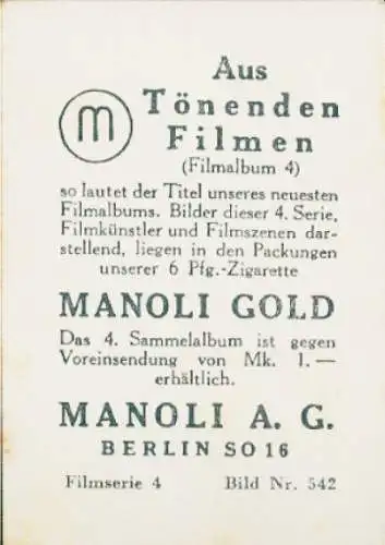 Sammelbild Manoli Gold, Bild Nr. 542, Schauspieler Hans Albers und Heinz Rühmann