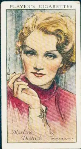 Sammelbild Player's Cigarettes, Schauspielerin und Sängerin Marlene Dietrich