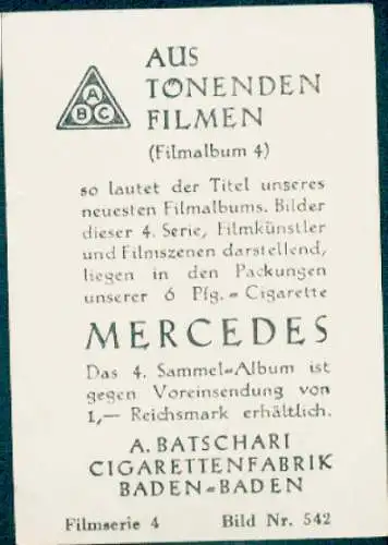 Sammelbild Mercedes, Bild Nr. 542, Schauspieler Hans Albers und Heinz Rühmann