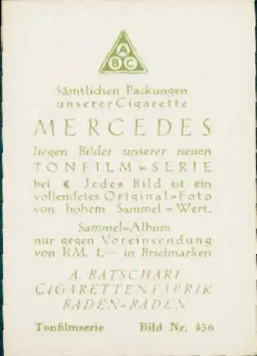 Sammelbild Mercedes, Bild Nr. 456, Schauspieler Wilhelm Dieterle