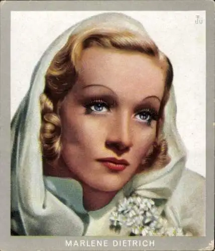 Sammelbild Künstler im Film, Serie 1 Bild 191, Schauspielerin und Sängerin Marlene Dietrich