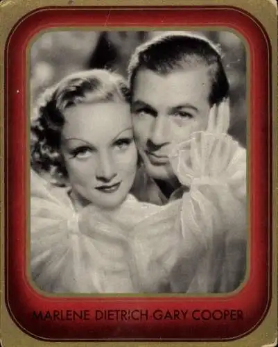 Sammelbild Bunte Filmbilder, Bild 21, Schauspielerin und Sängerin Marlene Dietrich, Gary Cooper