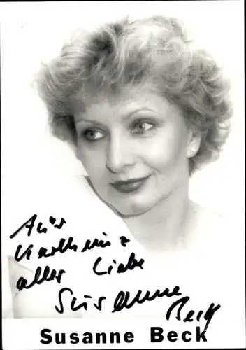 Ak Schauspielerin Susanne Beck, Portrait, Autogramm