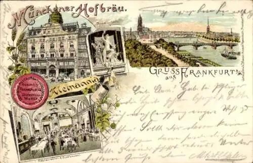Litho Frankfurt am Main, Münchener Hofbräu, Panorama, Restaurant