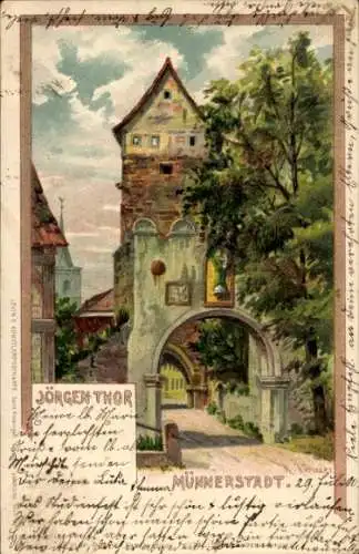Künstler Litho Kreuzer, K., Münnerstadt in Unterfranken Bayern, Jörgentor