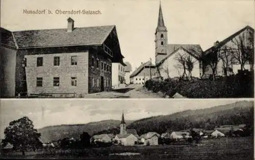Ak Nußdorf am Haunsberg Nussdorf bei Oberndorf Salzburg, Kirche, Totalansicht