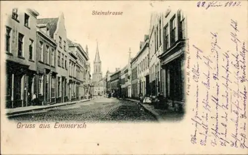 Ak Emmerich am Niederrhein, Partie in der Steinstraße