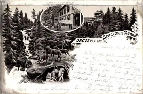 Litho Hasserode Wernigerode Harz, Restauration an der Steinernen Renne