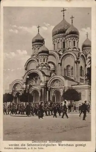 Ak Warschau in Polen, Deutsche Soldaten, Kirche