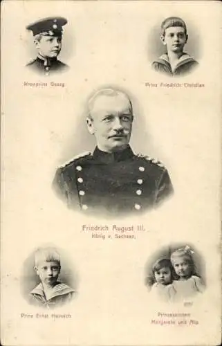 Ak König Friedrich August III. von Sachsen, Margarete, Alix, Ernst Heinrich, Georg