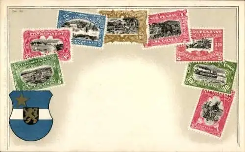 Briefmarken Wappen Ak Kongo, Löwe, Stern