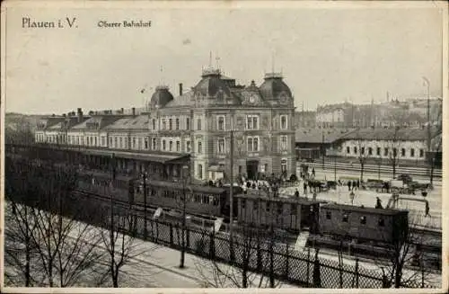 Ak Plauen im Vogtland, Oberer Bahnhof, Eisenbahn