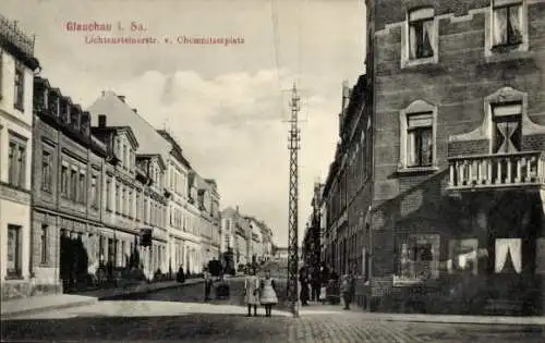 Ak Glauchau in Sachsen, Lichtensteiner Straße, Chemnitzer Platz