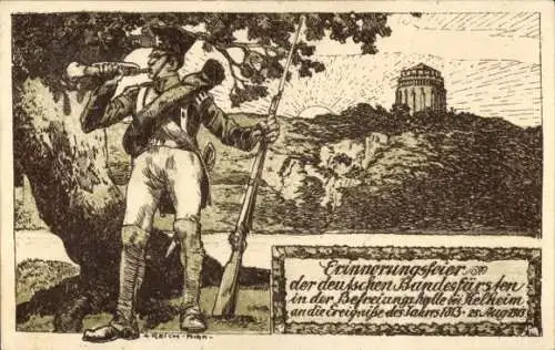 Ganzsachen Ak Kelheim an der Donau, Erinnerungsfeier der dt. Bundesfürsten, GSB PP27 C112