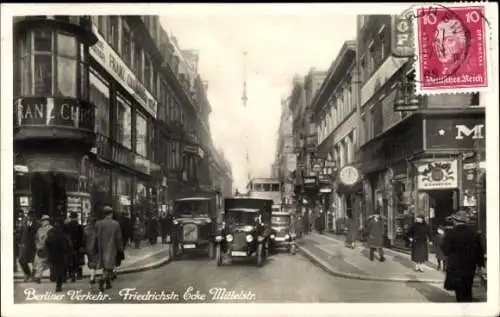 Ak Berlin Mitte, Friedrichstraße Ecke Mittelstraße, Berliner Verkehr