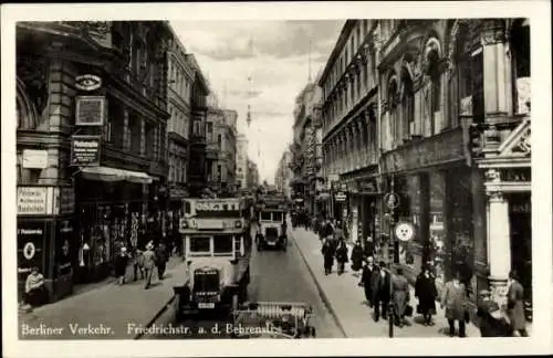 Ak Berlin Mitte, Friedrichstraße an der Behrenstraße, Berliner Verkehr