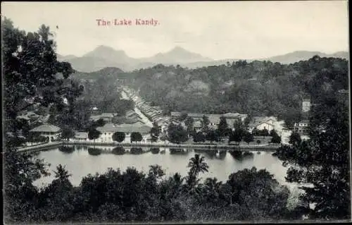 Ak Kandy Sri Lanka Ceylon, Blick auf den See