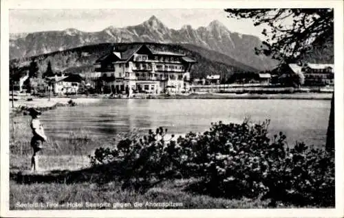 Ak Seefeld in Tirol, Hotel Seespitz, Ahornspitzen, See