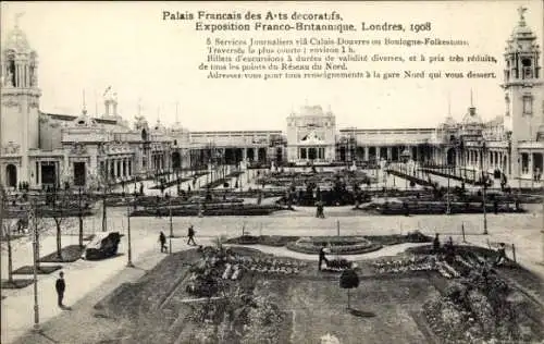 Ak London City England, Palais Francais des Arts decoratifs, Exposition Franco-Britannique 1908