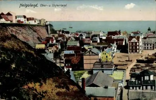 Ak Nordseeinsel Helgoland, Oberland und Unterland