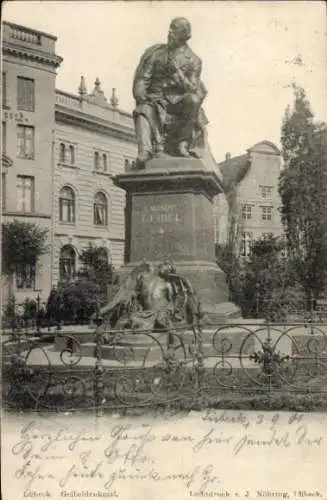Ak Hansestadt Lübeck, Geibeldenkmal