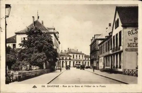 Ak Saverne Zabern Elsass Bas Rhin, Rue de la Gare, Hotel de la Poste