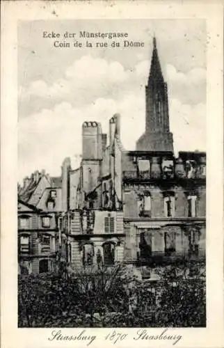 Ak Straßburg Elsass Bas Rhin, Ecke der Münstergasse, 1870