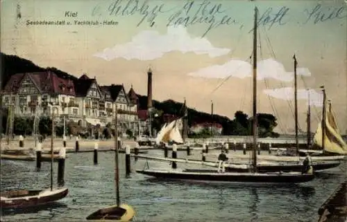 Ak Kiel, Seebadeanstalt, Yachtklub-Hafen, Boote