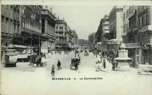 Ak Marseille Bouches du Rhône, La Cannebière