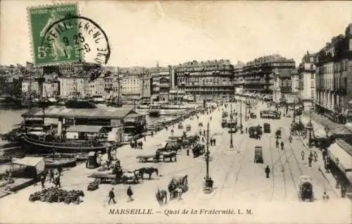 Ak Marseille Bouches du Rhône, Le Quai de la Fraternité