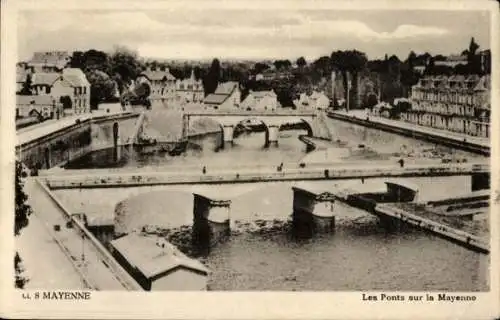 Ak Mayenne, Les Ponts sur la Mayenne