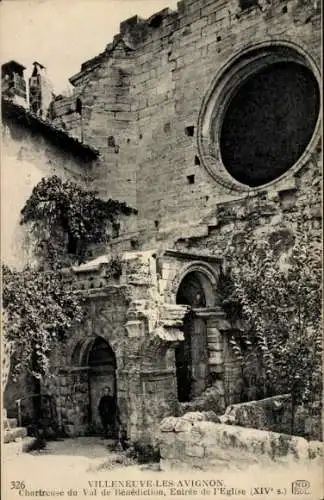Ak Villeneuve les Avignon Gard, Chartreuse du Val de Benediction, Eingang zur Kirche