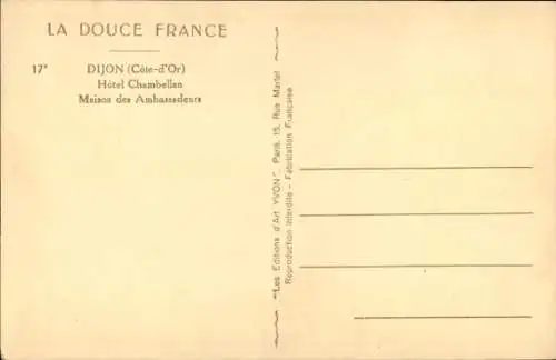 Ak Dijon Côte d’Or, Hotel Chambellan, Maison des Ambassadeurs