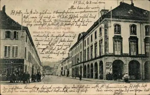 Ak Saint-Dié-des-Vosges, Rathaus und Rue Stanislas