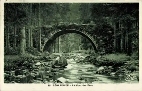 Ak Gérardmer Lorraine Vosges, Le Pont des Fées