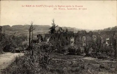 Ak Ban de Sapt Vosges, Kirche nach dem Krieg
