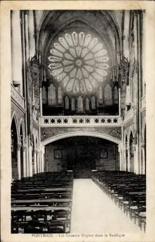 Ak Pontmain Mayenne, Basilika, große Orgel
