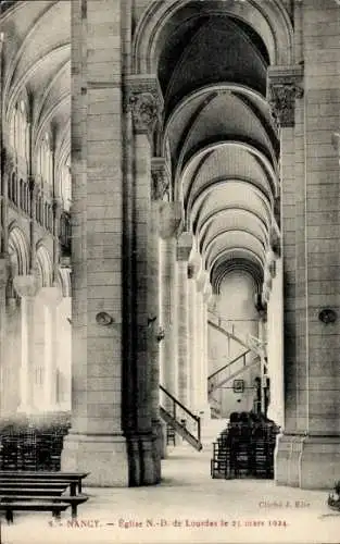 Ak Nancy Meurthe et Moselle, Kirche von Lourdes, Innenraum