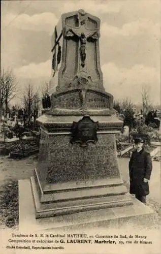 Ak Nancy Meurthe et Moselle, Grab von Kardinal Mathieu, Friedhof