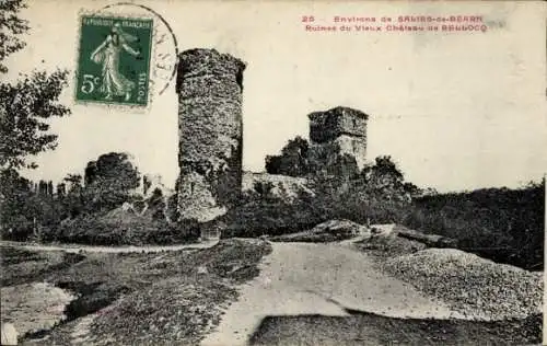 Ak Bellocq Pyrénées Atlantiques, Ruinen der Burg