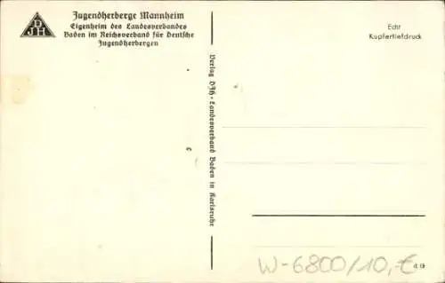 Ak Mannheim in Baden, Jugendherberge