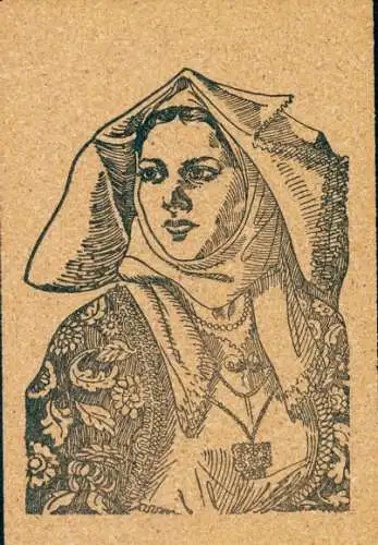 Leder Ak Sardegna, Frau in italienischer Tracht
