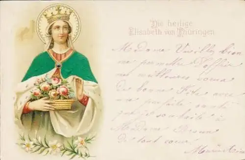 Präge Litho Heilige Elisabeth von Thüringen