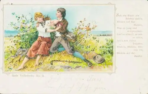 Litho Liebespaar, Aufdringlicher Mann, Sah ein Knab ein Röslein stehen...