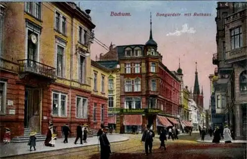 Ak Bochum im Ruhrgebiet, Bongardstraße mit Rathaus