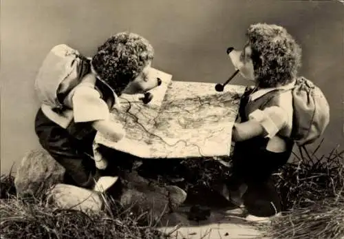 Ak Mecki der Igel, Wanderkarte, Rucksack, Pfeife