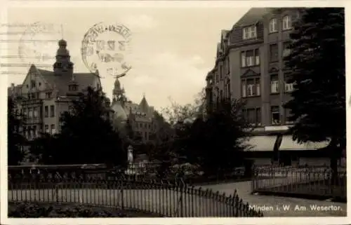 Ak Minden in Westfalen, Am Wesertor, Teilansicht