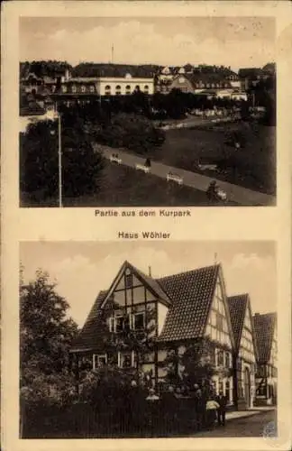 Ak Bad Salzuflen in Lippe, Kurpark, Pension Haus Wöhler, Fachwerkhaus